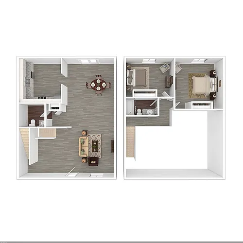 Floor plan Two Bedroom, One and a Half Bathroom (VLI)