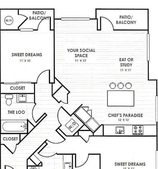 Two Bedroom C Floorplan Diagram