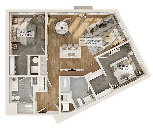 Floor plan 2 Bed/2 Bath-B3