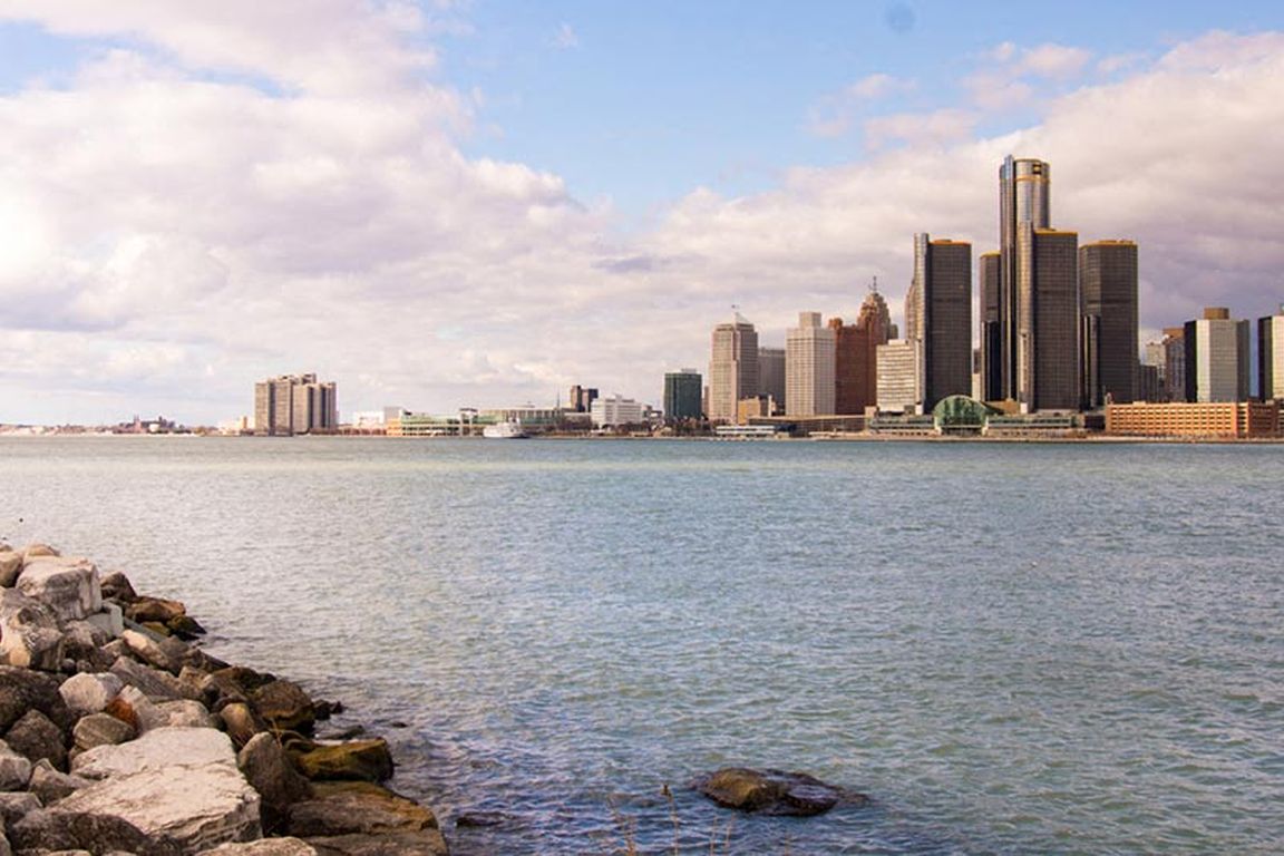 Detroit River and skyline.