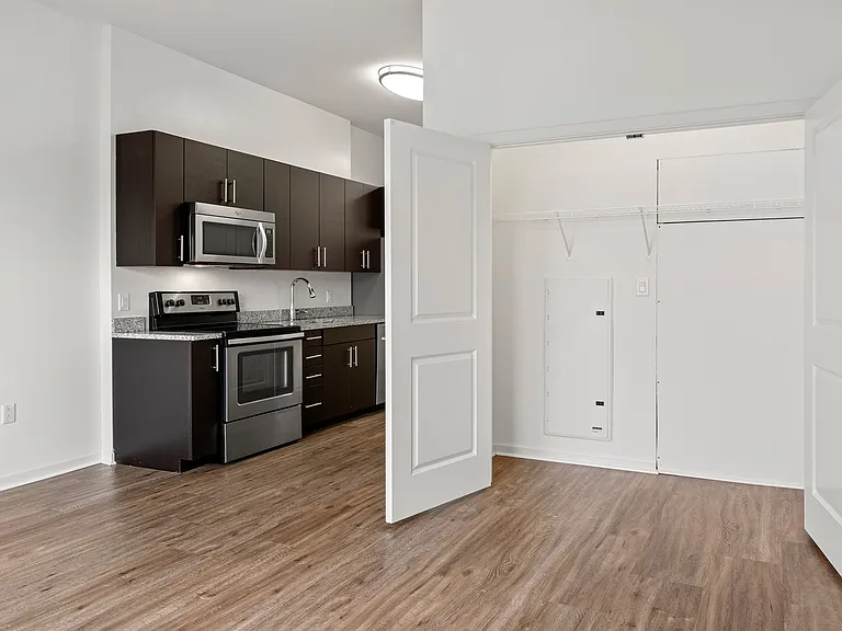 Studio floorplans have ample closet space