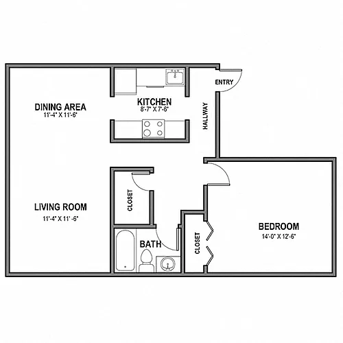 Floor plan 1 BR 1 Bath