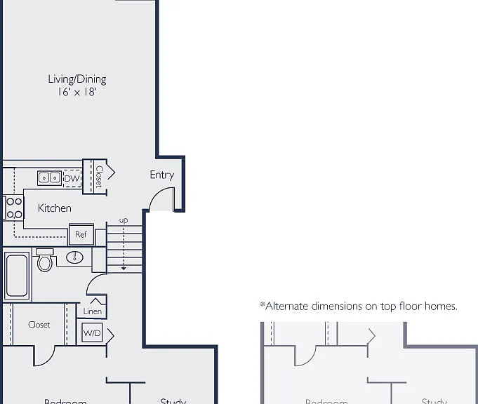 One Bedroom One Bath w/Den (900 SF) One Bedroom One Bath w/Den (900 SF)