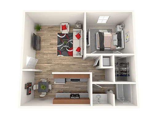 Floor plan 1 Bed, 1 Bath