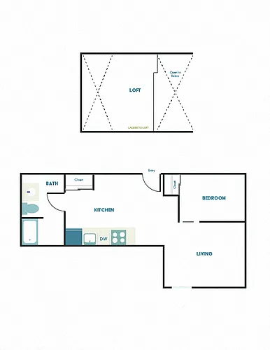 Floor plan 1x1 - C17 + Loft