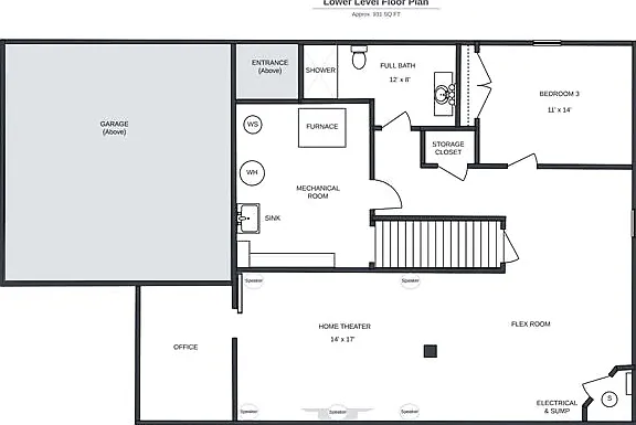 Finished Lower-Level Floor Plan
