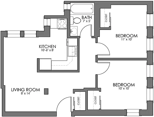 Floor plan Burbank Two Bedroom D