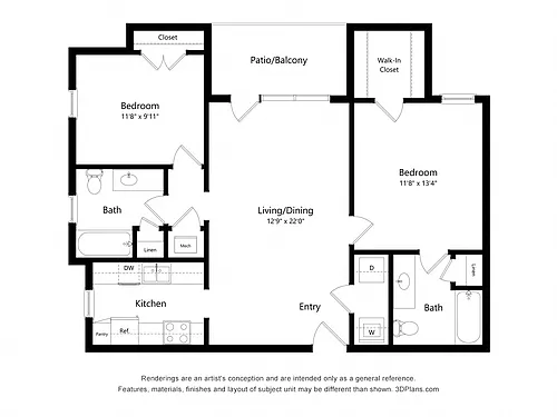 Floor plan Two Bedroom