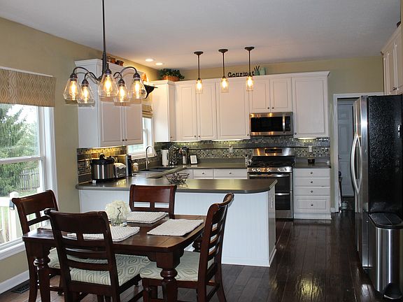 kitchen and eating area