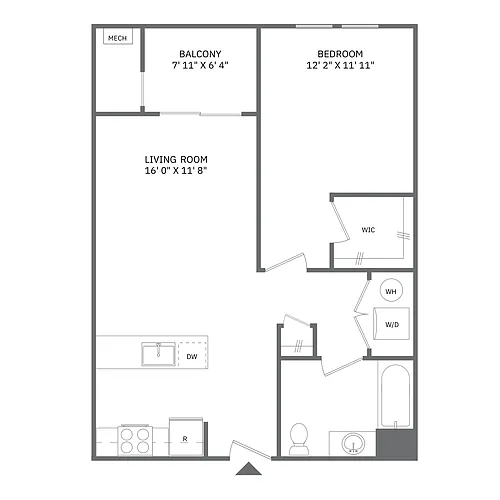 Floor plan 1 Bedroom 1 Bath
