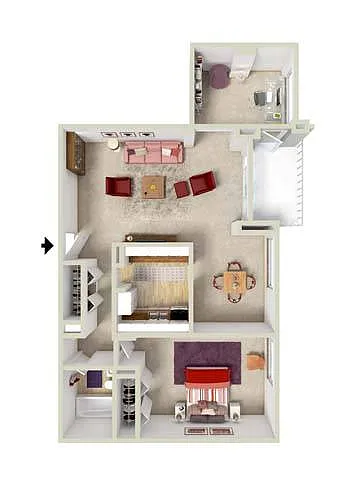 Floor plan 1 BEDROOM WITH DEN