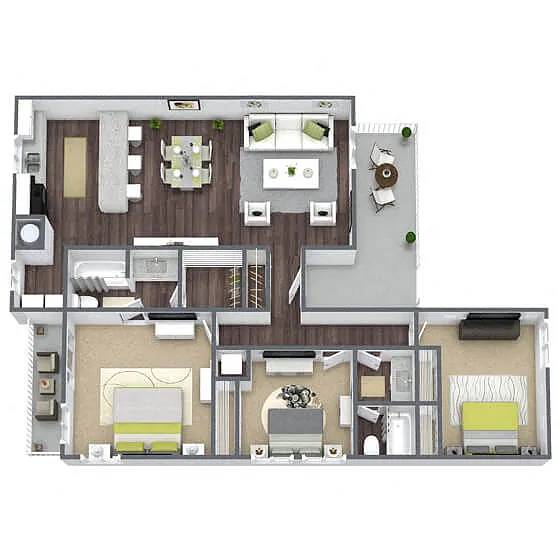 Floor plan C2: 3 Bed 2 Bath
