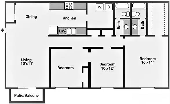 Floor plan Three Bedroom Oak