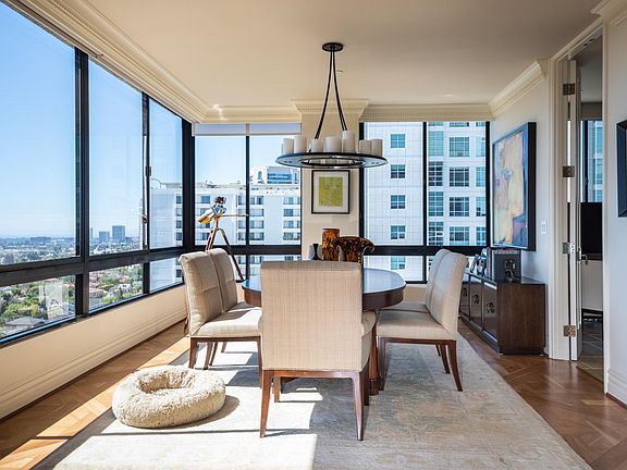 Dining room has panoramic views of the city and ocean
