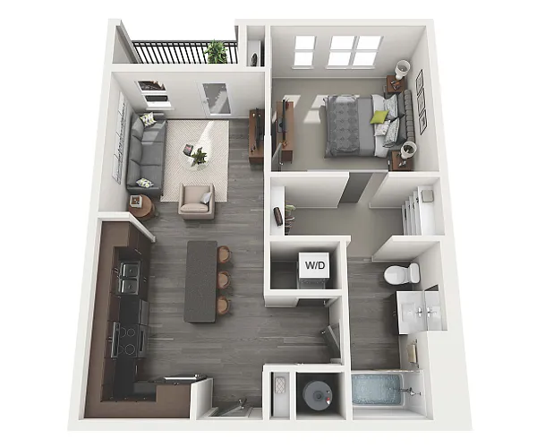 Floor plan 1 Bedroom 1 Bath - 723 sq. ft.
