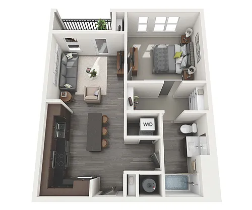 Floor plan 1 Bedroom 1 Bath - 723 sq. ft.