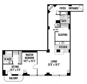 Floor plan 2 Bedroom M Platform