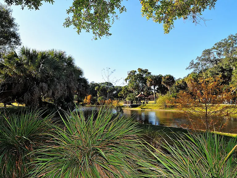 Gillespie Park walking trail and duck pond