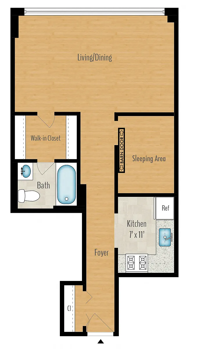 Floor plan Junior 1 Bedroom