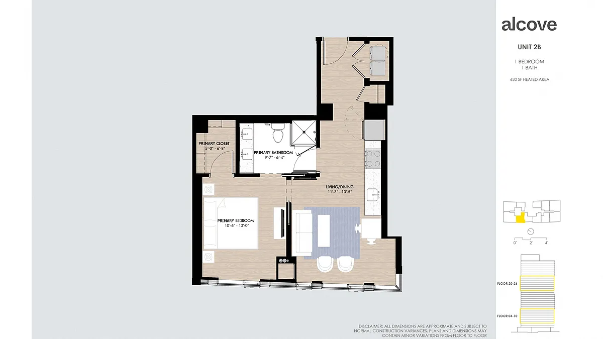 Floor plan Alcove One Bedroom 02 Tier 2