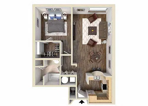 Floor plan 1x1 Arlington