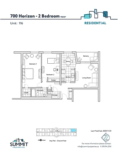 Floor plan 2 bedroom 2 Bed 1 Bath 5