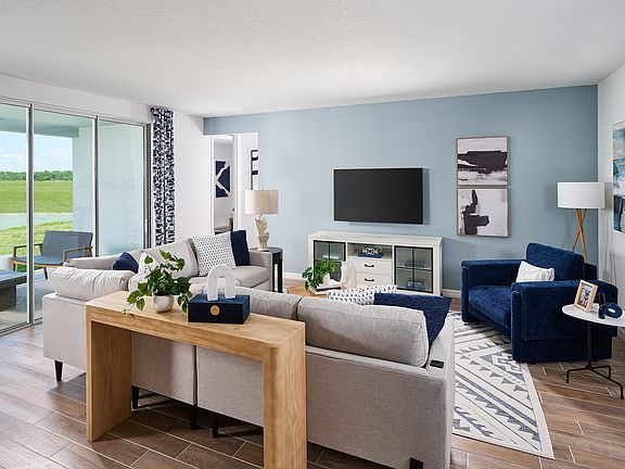 The Living Room of the Jasmine Model at The Grove at Stuart Crossing.