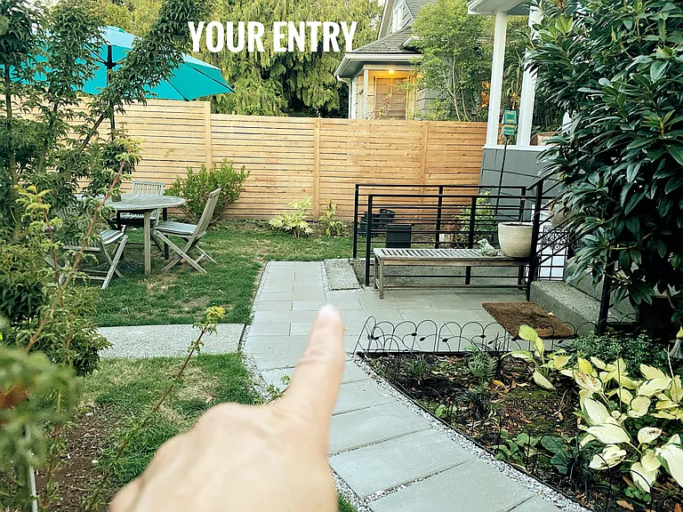 Pointing to your entry to the mother-in-law unit. Shared exterior table too.