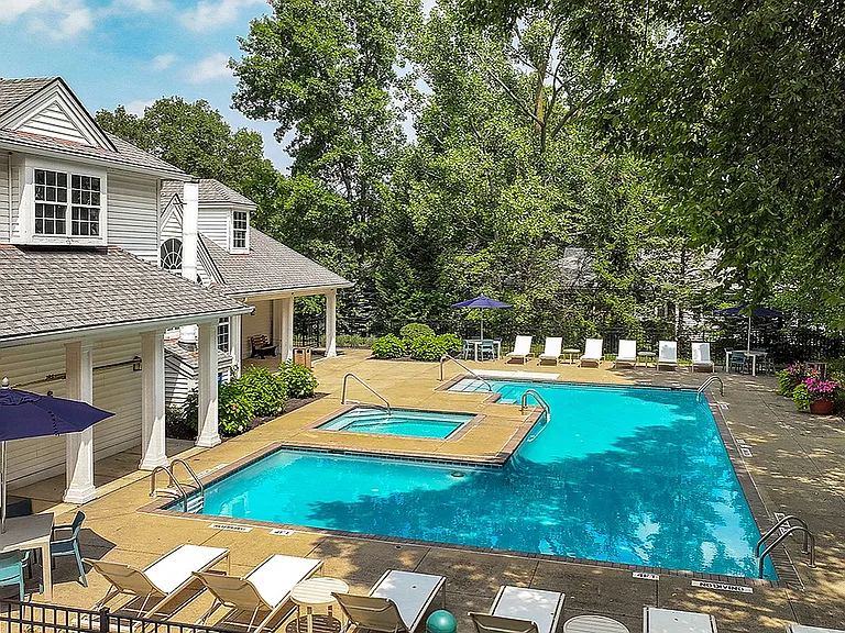 Pool and sundeck with hot tub