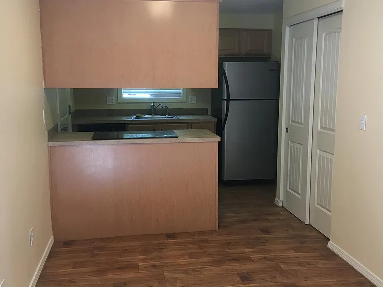 Dining area with large pantry.