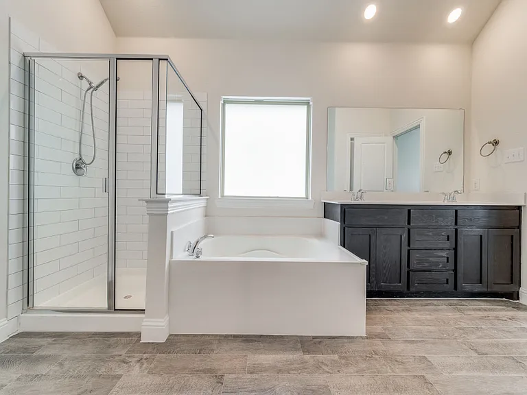 Primary bath with dual vanities