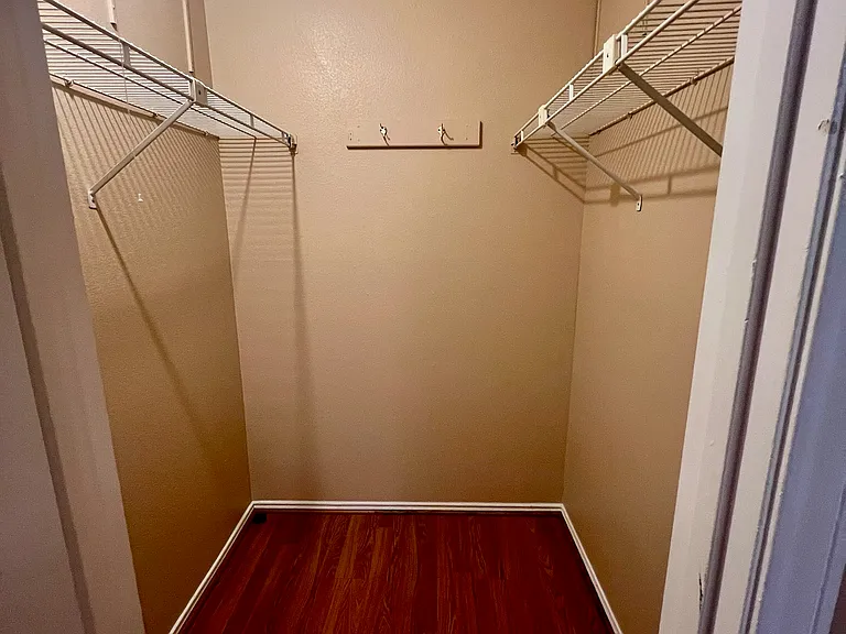Large walk-in closet in the bedroom.