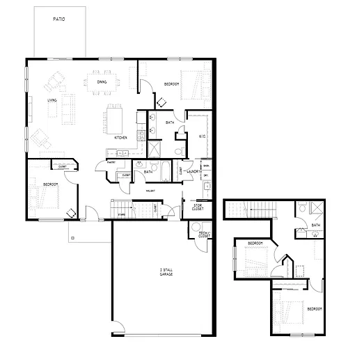 Floor plan 4 Bed 3 Bath | 2,228 sqft