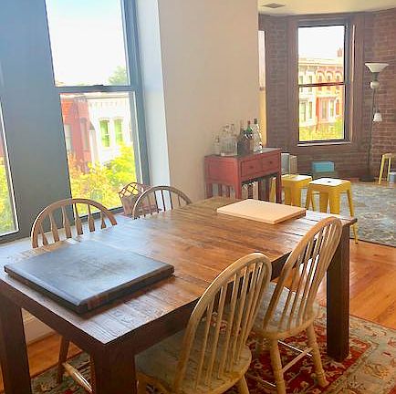 Dining area as it looks with larger table