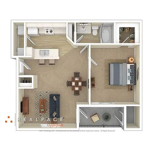 Floor plan A1 - 1 Bedroom - Starting at $1220