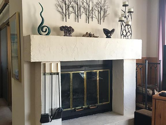 Cozy wood burning fireplace