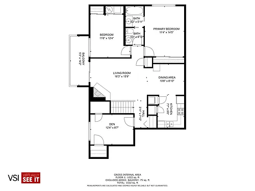 Floor plan Cypress - 2Bed/1Bath+Den