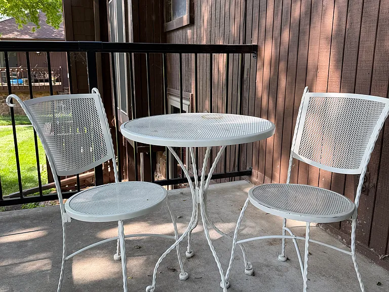 the patio is the perfect space to have your morning coffee or to take a meeting if you're working from home. It's generally pretty quiet!