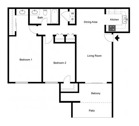 Floor plan 2 Bedrooms 1 Bathroom
