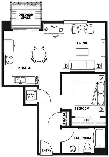 Floor plan U4 Open One Bed