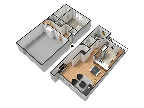 Floor plan Tribeca I 1BR/1.5BA
