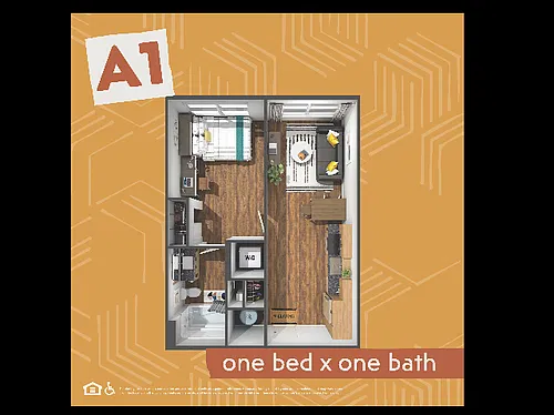 Floor plan 1BR/1/BA - A1