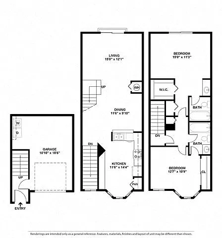 Floor plan B2D Eddington Townhome, Attch Gar