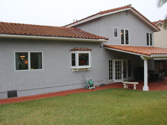 Back view with covered patio