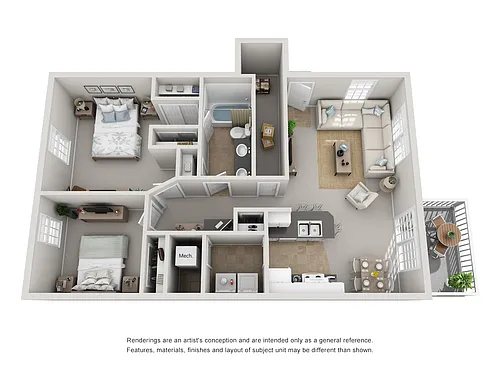 Floor plan 2 Bedroom, 1 Bathroom - Renovated