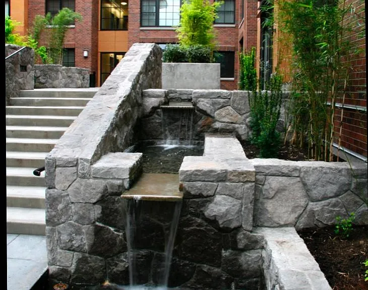 One of The Vaux's two fountains