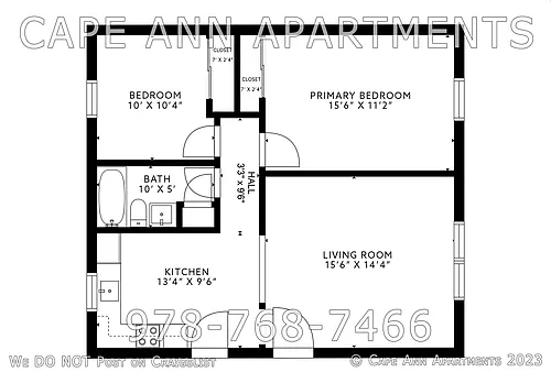 Floor plan 2 Bedroom - 1 Bath 3rd Floor