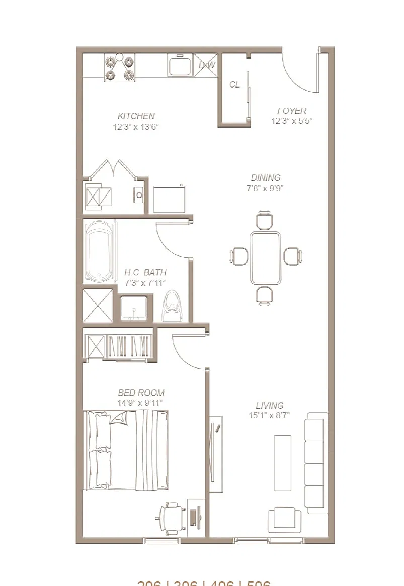 Floor plan 1 Bedroom 1 Bath