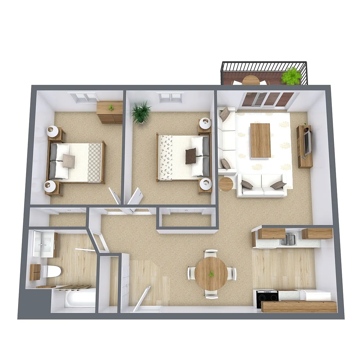 Floor plan Two Bedroom 21C