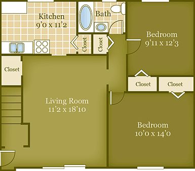 Two Bedroom 2D Floor Plan